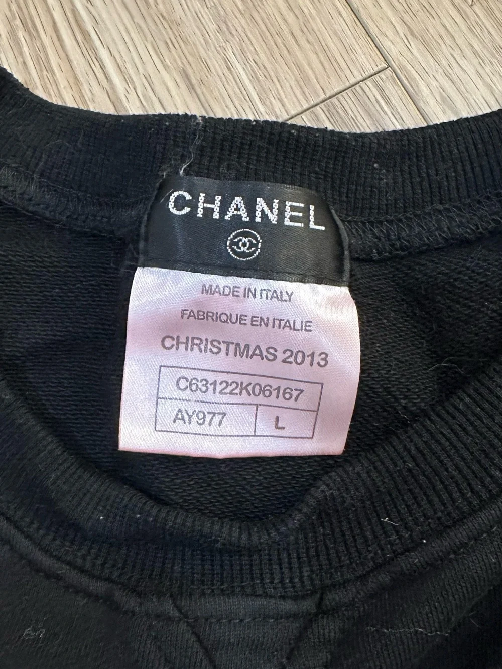 Chanel holiday VIP gift Black Logo Crewneck Sweater